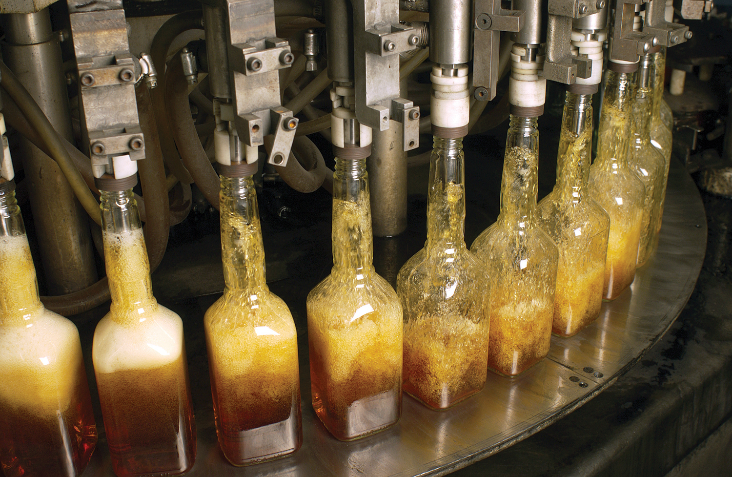 Bottles of Bernheim get filled at Heaven Hill.