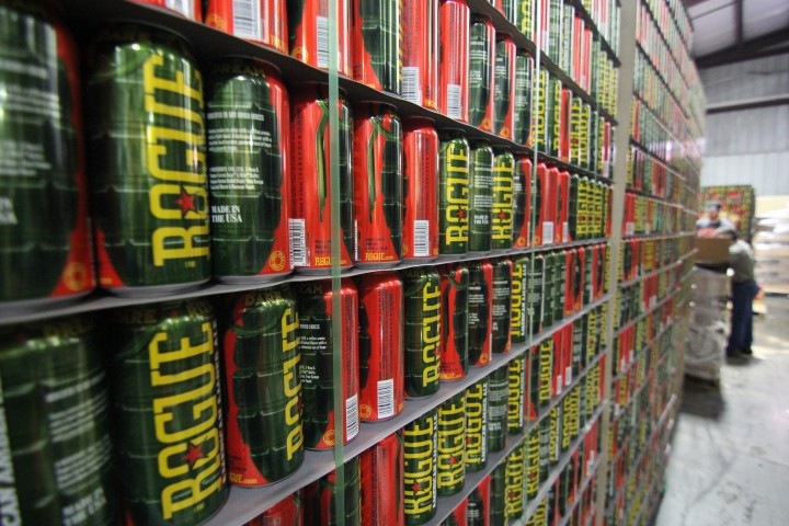 Rogue Ales released its American amber ale in 16-ounce grenade-style cans.