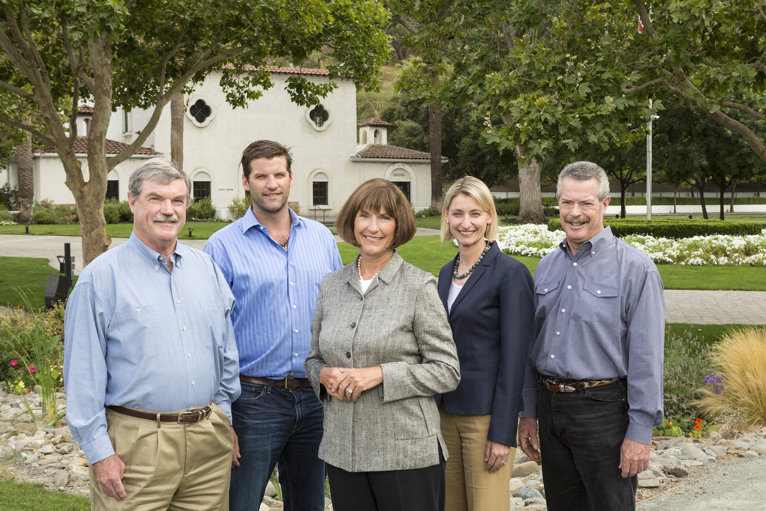 (FROM LEFT) Eric Wente, Karl Wente, Carolyn Wente, Christine Wente and Philip Wente are fourth- and fifth-generation winegrowers at Wente Vineyards, which has been making wine since the 19th century. The company focuses on authenticity, and its strong brand DNA appeals to a broad range of consumers, from baby boomers to millennials.