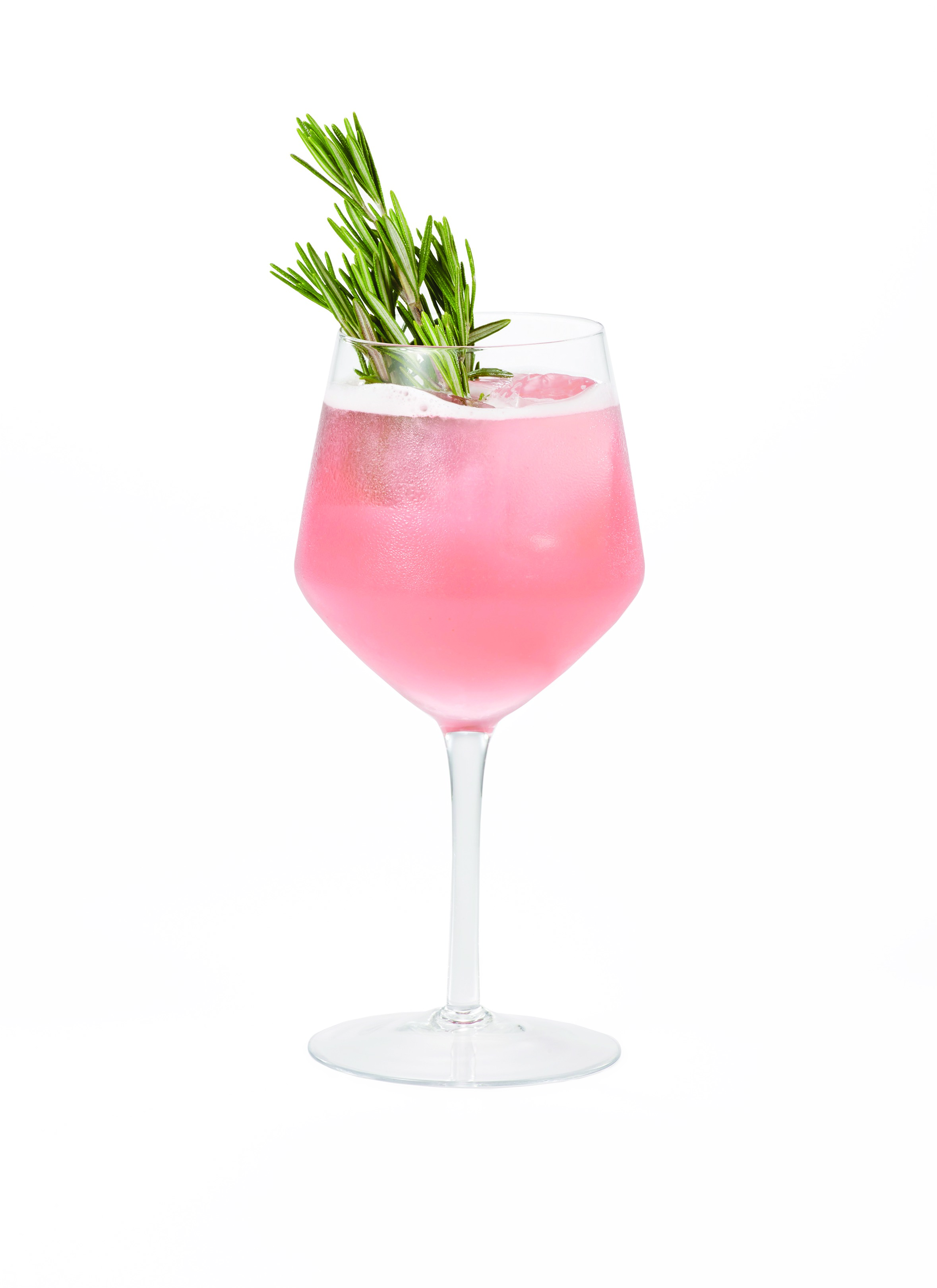 Fresh herbs are often used in summer drinks like the Rosemary’s Garden, made with passion fruit and cranberry liqueur, gin, sparkling wine and rosemary.