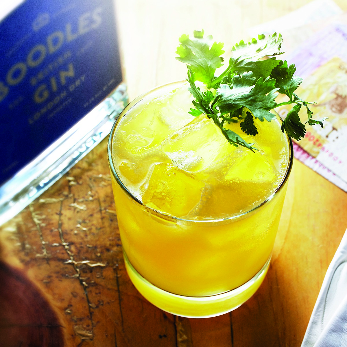 Many bartenders turn to juices and soda water to refresh drinkers during the hot days of summer. The Gin & Gomme blends Boodles gin, mango purée, pineapple and lemon juices.