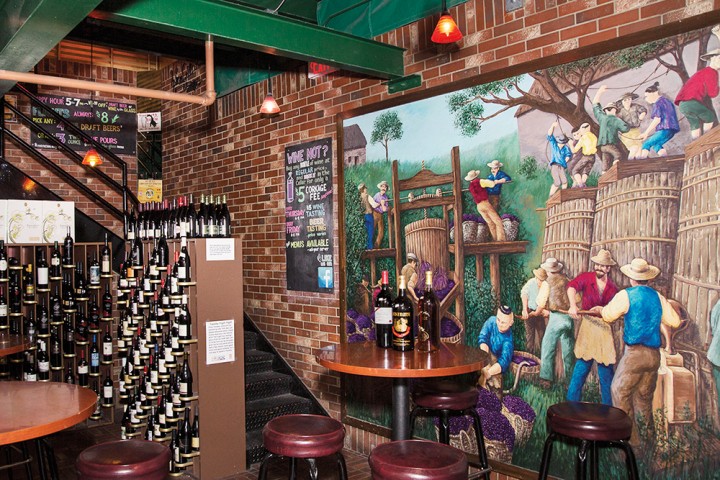 The Mesa, Arizona–based Sun Devil Liquors offers wine storage, as well as wine and beer tastings and private events in the downstairs Sun Devil Wine Cellar & Pub area (pictured).