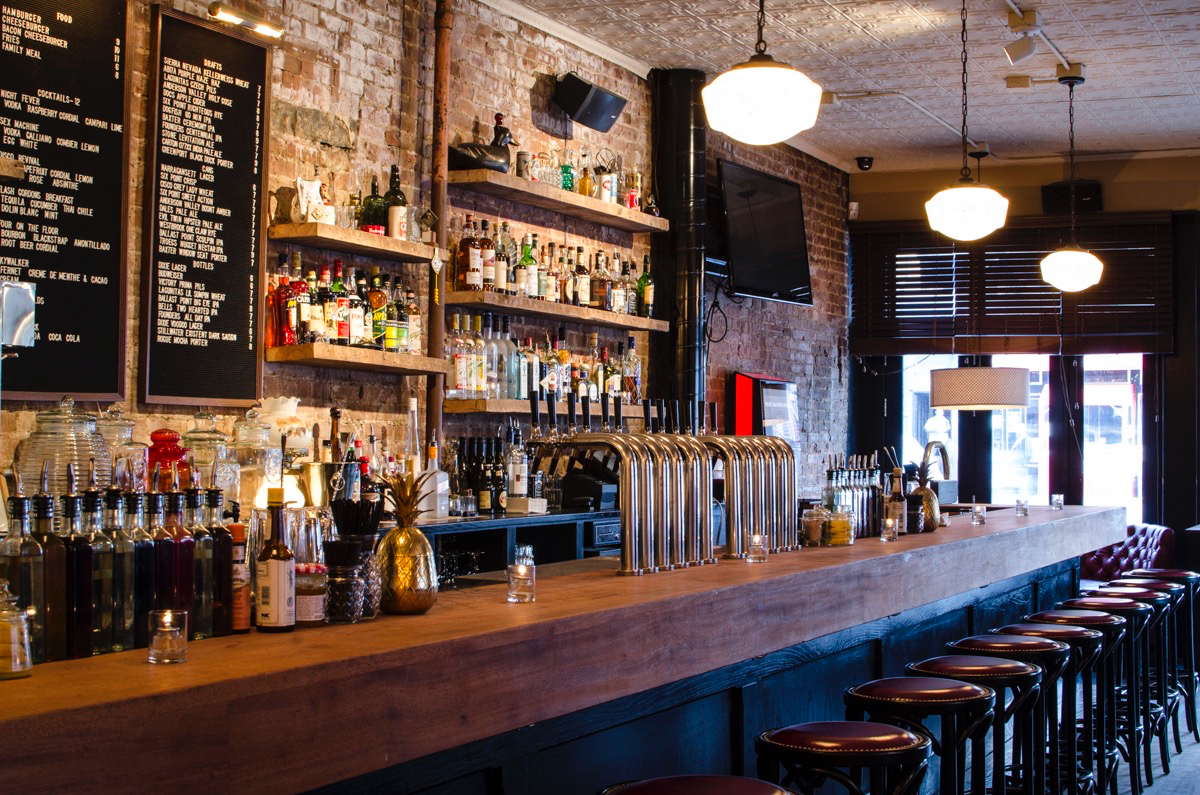 Joe’s Bar in New York City plays classic rock and offers a timeless menu.