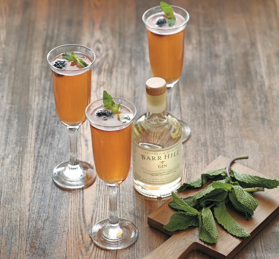 The As We Approached Saint-Denis cocktail plays on Barr Hill gin's natural honey sweetness with Champagne and a house-made shrub.