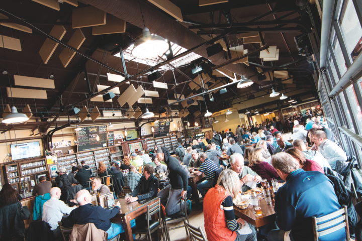 Modeled after a German beer hall, the Founders taproom offers beers that aren’t distributed elsewhere. Live music and food draw crowds.