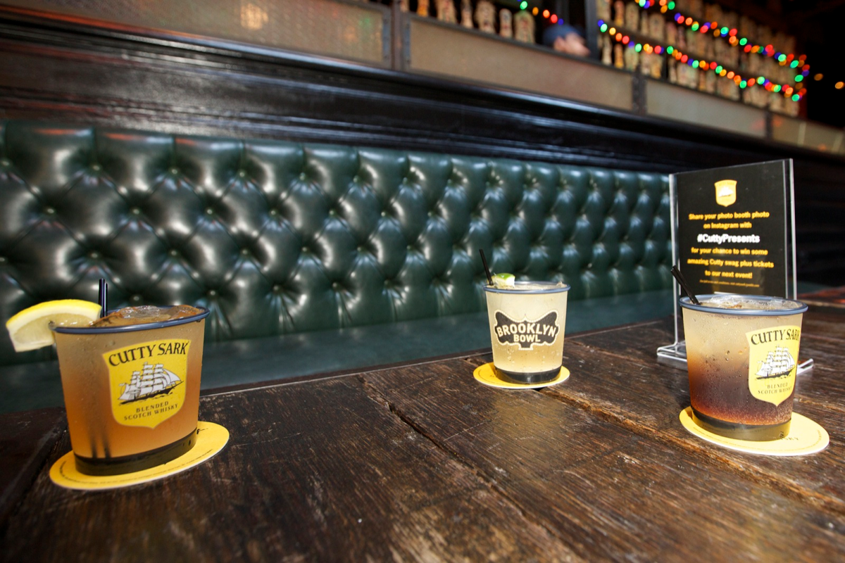 Edrington Americas’ Cutty Sark brand has been reinvented for a younger, hipper audience. The company has promoted its Cutty Sark Prohibition Edition with events in places like Brooklyn (cocktails at Brooklyn Bowl pictured).