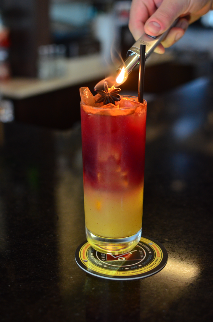 Fahrenheit’s Lucille cocktail is made with mezcal, Port, citrus juices, brown sugar and vanilla cinnamon syrup, and bitters.