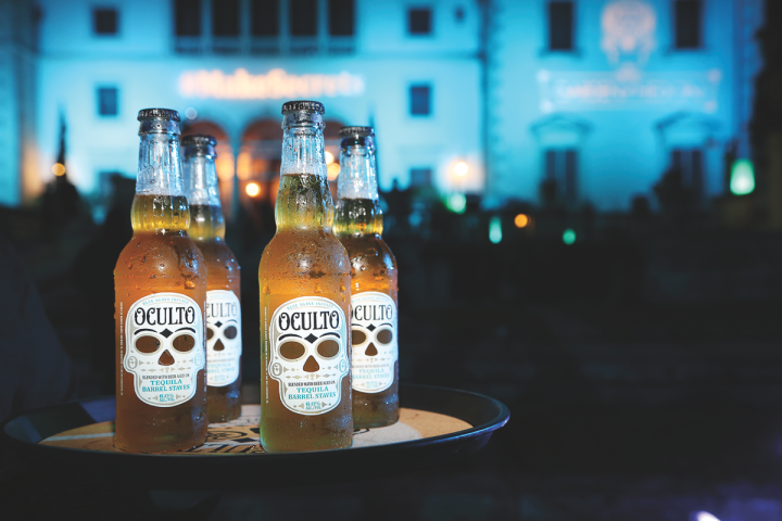 Beers aged in spirits barrels develop new and complex flavors. Anheuser-Busch’s Oculto (pictured) is aged on staves from Tequila barrels, adding notes of wood and agave to the Mexican brew.