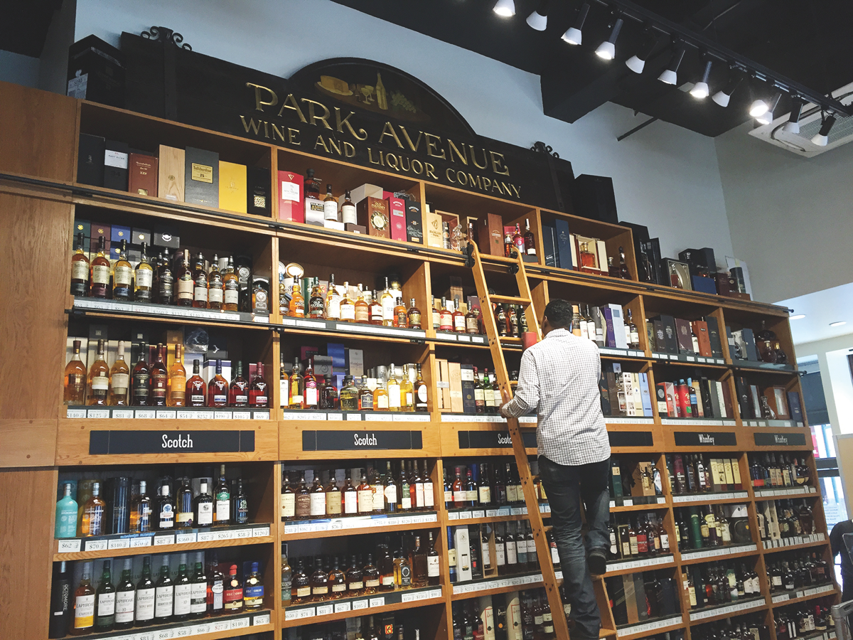 Park Avenue Liquor (whisky wall pictured) in New York City often purchases the entire run of a single cask whisky. Such exclusive IBs lure in Scotch whisky connoisseurs.