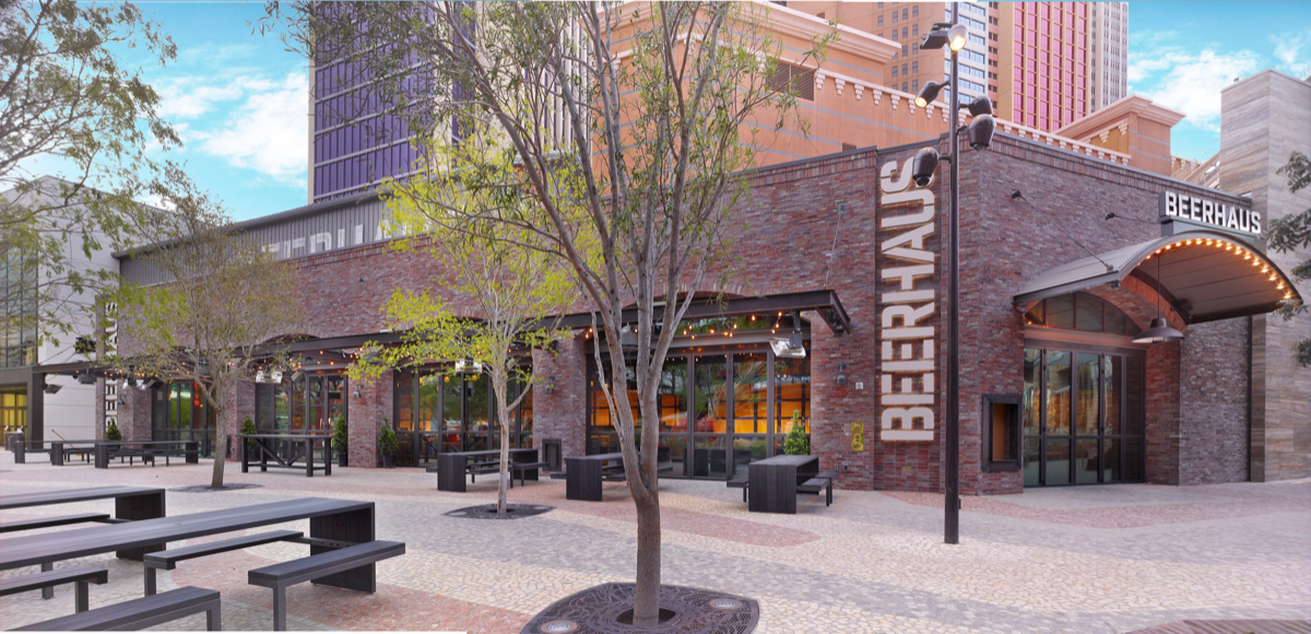 MGM Resorts International opened The Park on the Las Vegas Strip earlier this month. The Park houses national restaurant chains, single-unit concepts like Beerhaus (pictured), and the T-Mobile concert and sports arena.