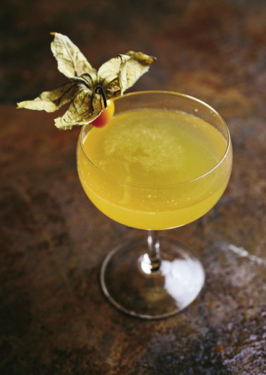 The Death Grip is wildly complex, blending gin, apricot and wormwood liqueurs, bitter aperitif, ginger, honey, lemon, gooseberries and bitters.