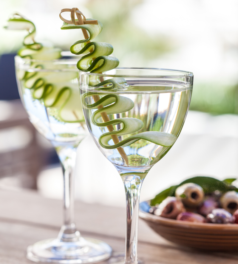 Gin's diverse flavor profiles create a wealth of possibilities for cocktails. The Origamiami plays on the cucumber notes of Hendrick’s by adding sake and house-made cucumber bitters.
