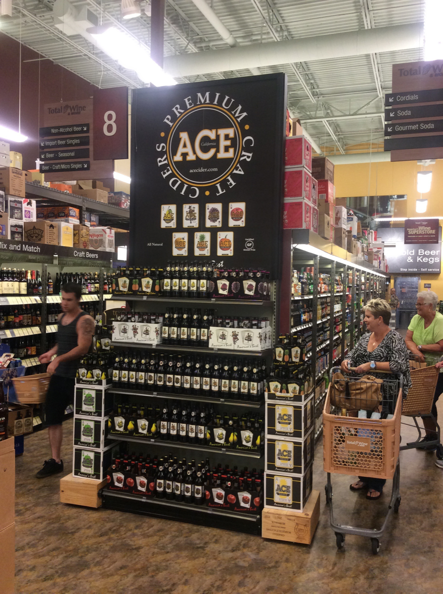 Total Wine & More (Redondo Beach, California, location pictured) displays Ace Cider, a smaller producer that offers flavors beyond apple.