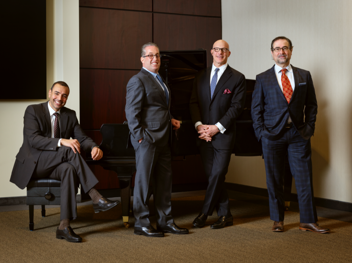 The Esprit du Vin leadership team includes (from left) Badr Benabdessadek, Marc Taub, Matthew Green and Pascal Salvadori. The company operates independently from Palm Bay International.