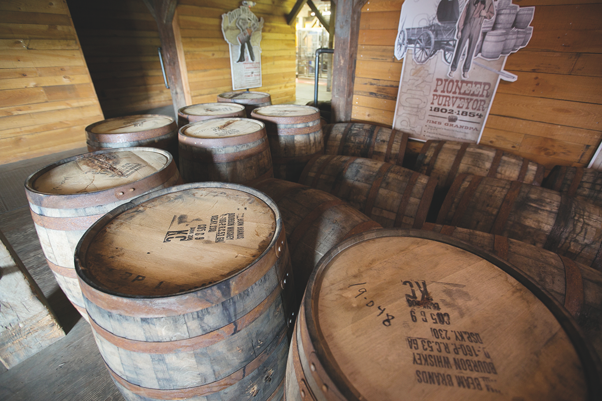 Beam Suntory's small-batch labels like Knob Creek are also receiving sizable increases in funding (Knob Creek barrels above).