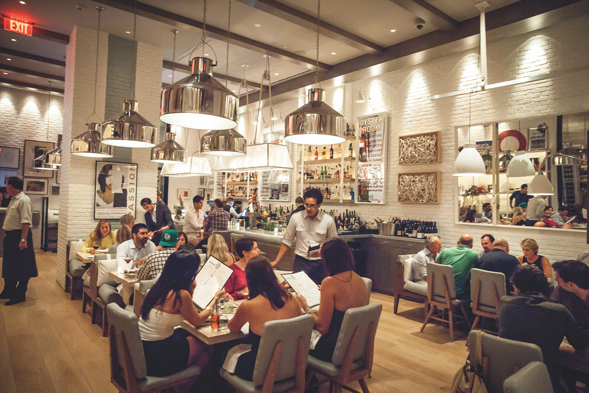 KNR Hospitality's The Dutch (interior pictured) has an extensive seafood program, offering caviar, a wide variety of oysters and chilled platters that include oysters, clams, shrimp, ceviche and tartare.