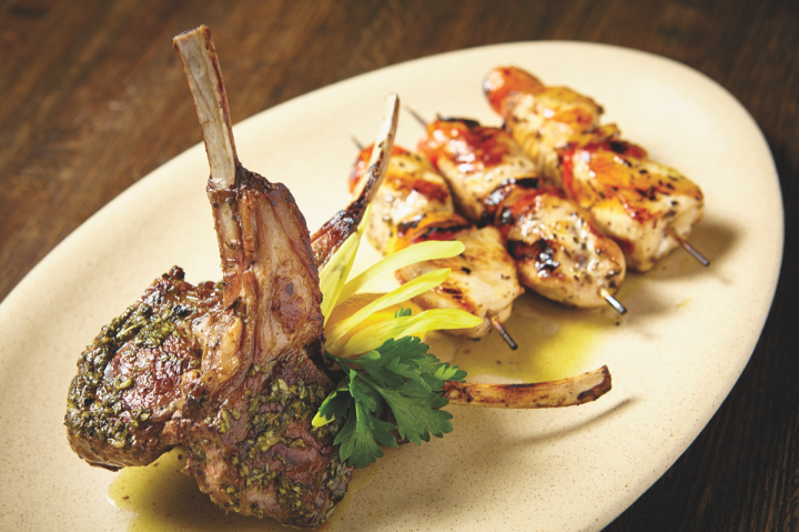 Scotch and Bourbon pair nicely with grilled meats (Ousia meat platter pictured).