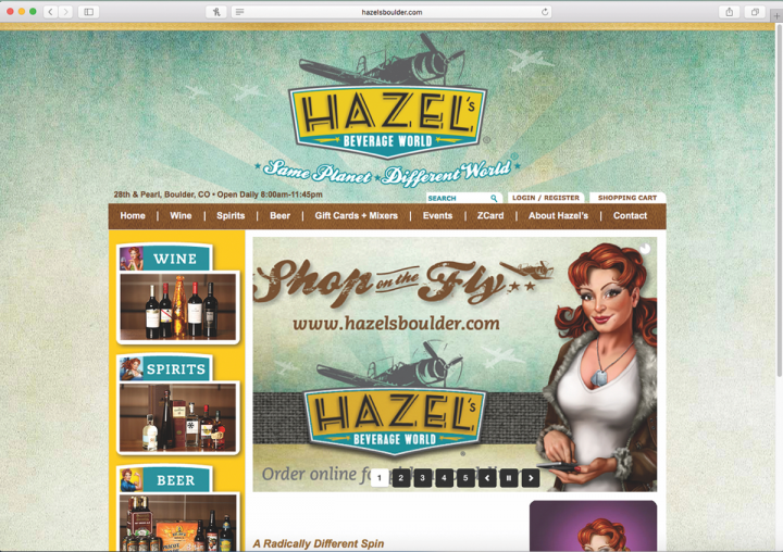 Hazel's online homepage now features the Hazel character with her phone in hand, a direct reference to the company's new e-commerce focus (website homepage pictured).