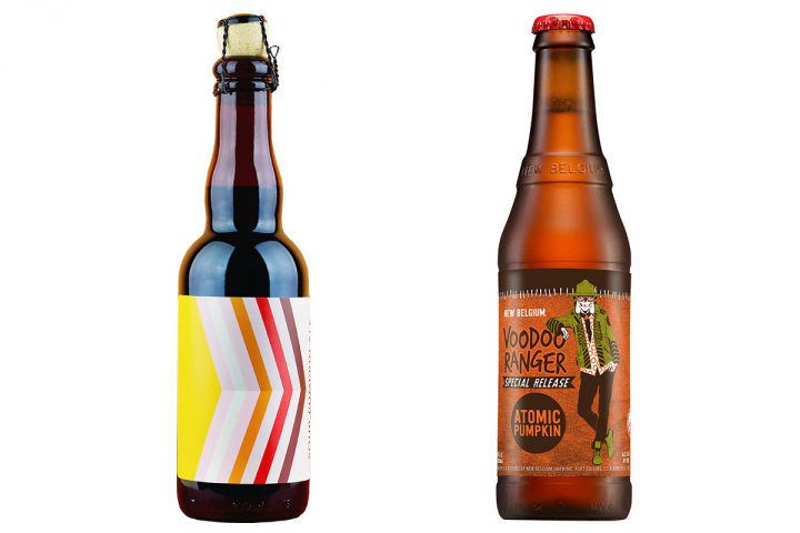 Hi-Wire's Sour Pumpkin Ale (left) and New Belgium's Atomic Pumpkin Ale (right) are twists on the popular fall seasonal.