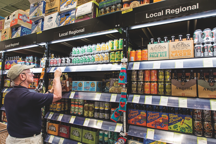 The beer category represents 20 percent of sales at Total Wine, with craft brands—especially regional and hyper-local labels (above)—drawing the most interest.