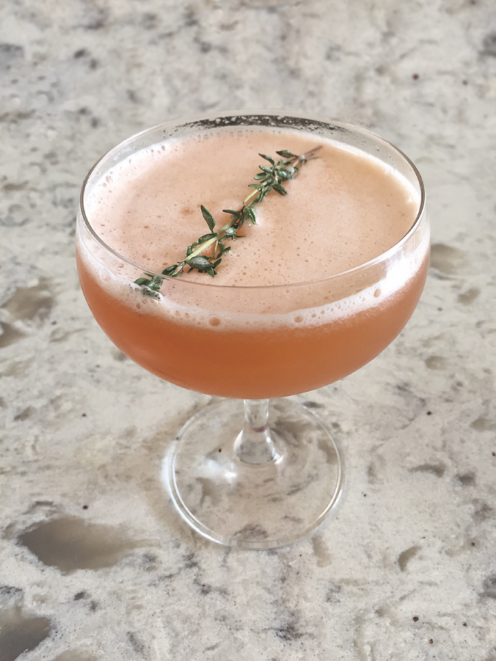 Myriad Gastropub's low-abv Old Timer blends Lo-Fi dry vermouth, Carpano Antica Formula sweet vermouth, lime juice, house-made thyme syrup and Angostura bitters.