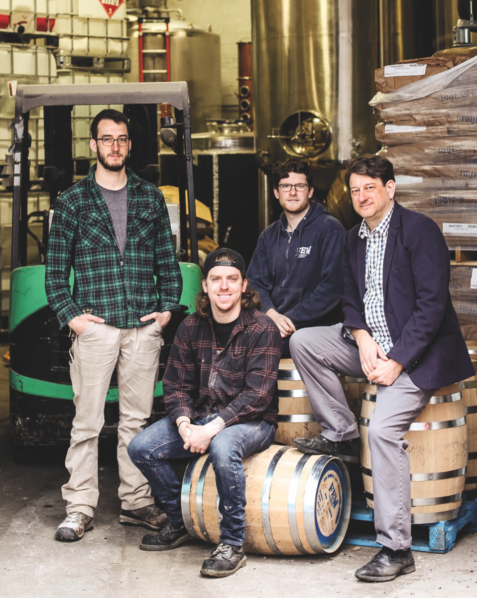 Based in Chicago, F.E.W. Spirits (Sam Bielawski, Skyler Retzlaff, Steven Kaplan, and founder Paul Hletko pictured) has garnered a national audience.