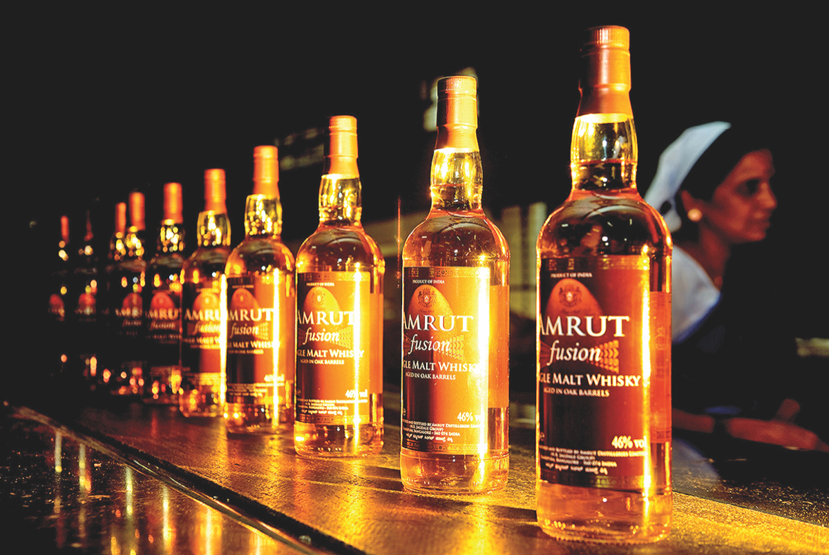 Three Indian single malts are now available in the U.S., including Amrut Indian whisky (pictured), which grew over 10% last year.