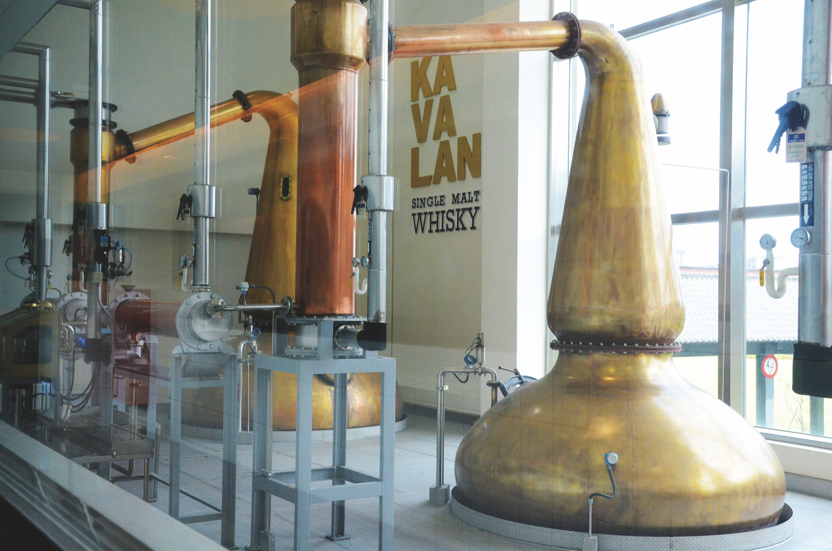 Imported by Hotaling & Co., Kavalan single malt (stills pictured) has put Taiwan on the map as a whisky-producing nation. Hotaling imports whiskies from Japan and New Zealand as well.