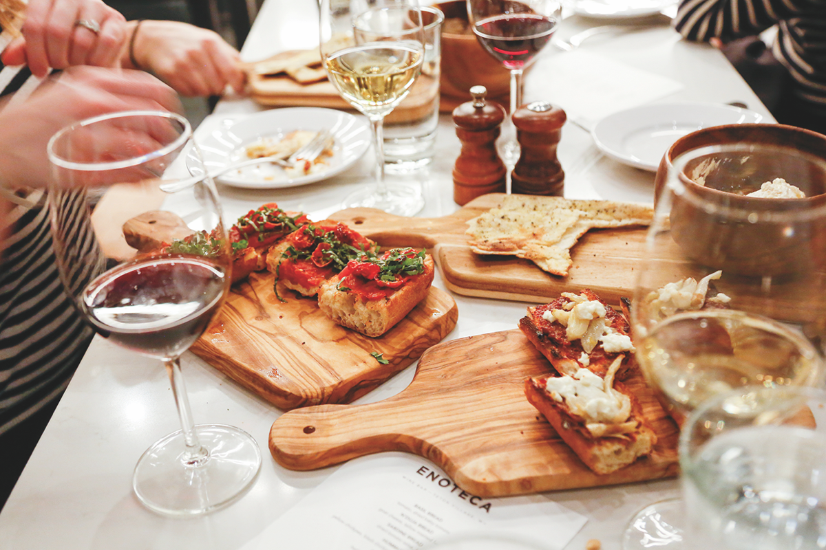 Bar Enoteca offers a vast selection of wine and small plates (pictured). 