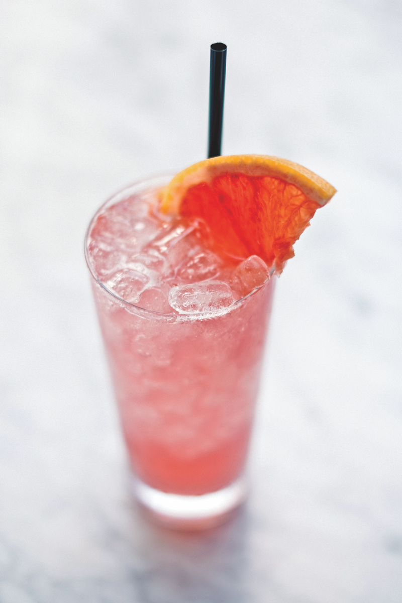 Miami's Upland offers a Hibiscus Collins, which features Tito's vodka, Cocchi Americano aperitif, house-made hibiscus syrup, and lemon and grapefruit juices.