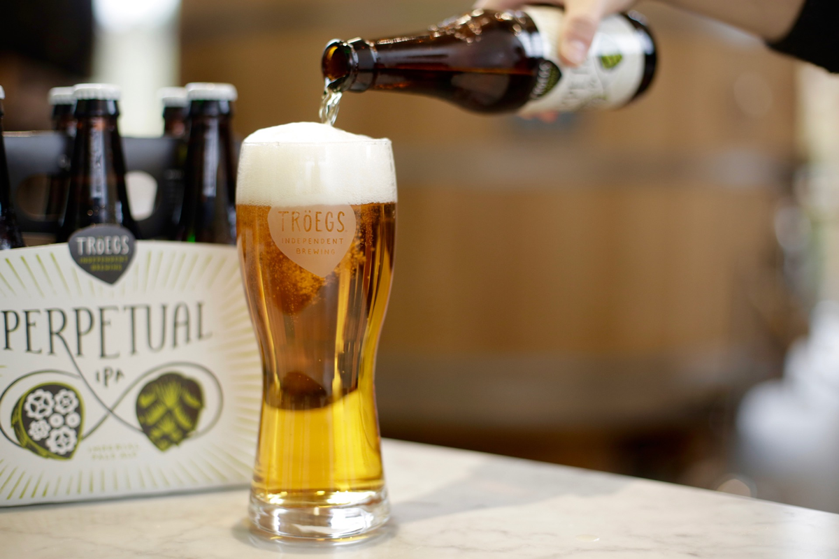 Tröegs began brewing perpetual IPA (pictured) after moving from Harrisburg to Hershey in 2011. The brew accounts for 35% of total volume.