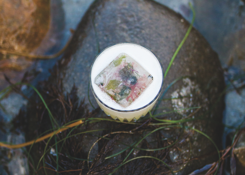 The Level2 bar at George's At The Cove in San Diego makes the La Jolla cocktail (pictured), in which seaweed provides an oceanic, salty flavor and mimics the venue's coastal surroundings.