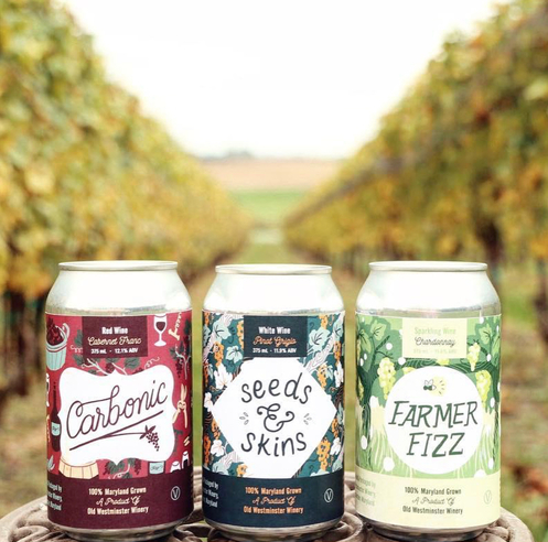 Dave Shierling, wine department manager at Wilbur’s Total Beverage Wine & Spirits in Fort Collins, Colorado, believes canned wines (Old Westminster Winery in New Windsor, Maryland canned wine above) are here to stay.