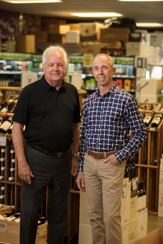 Wine World founder Chan Cox (right) and his business partner, Robert Montgomery (left), have created a growing empire of on- and off-premise venues in the Florida Panhandle.