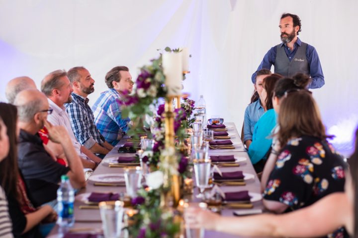 Crown Royal (dinner event with national brand ambassador Stephen Wilson pictured) is the leading Canadian whisky brand in the U.S., making up over 30% of the category's volume, thanks to flavors like Regal Apple and Vanilla.