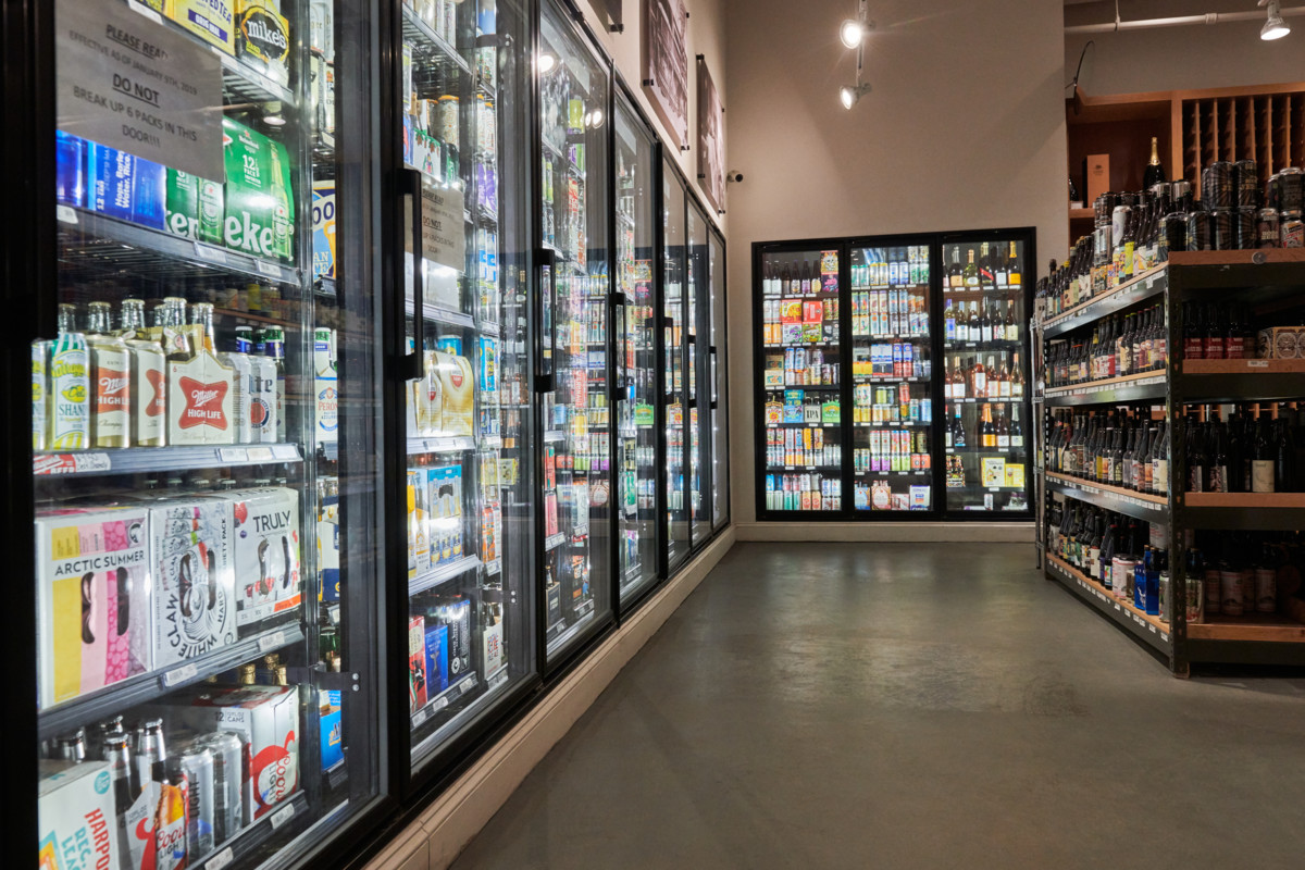Craft beer (Downtown Boston store coolers pictured) is the main driver of Gordon’s beer program, with offerings from local producers like Night Shift and Jack’s Abbey bolstering sales. 