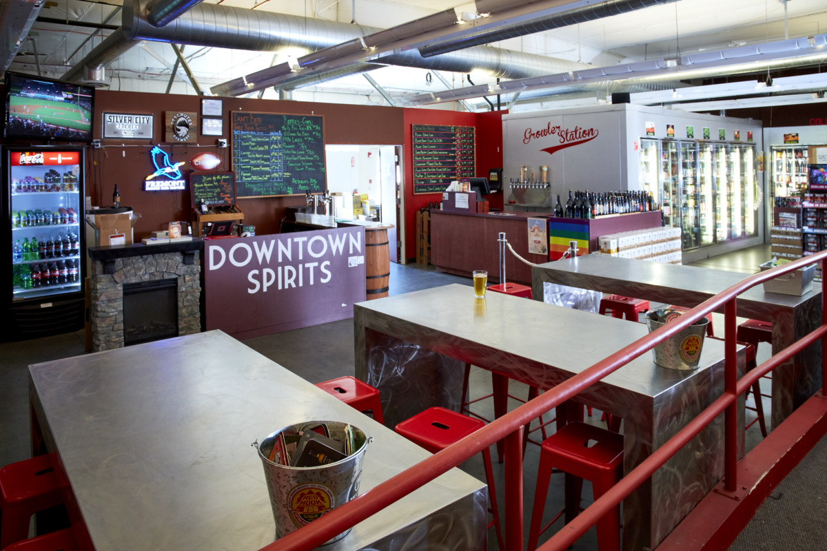 Downtown Spirits is serious about its presentation, and is currently conducting renovations to enhance the customer experience. Upgrades include moving the store’s beer and wine bar (pictured) to the front of the store.