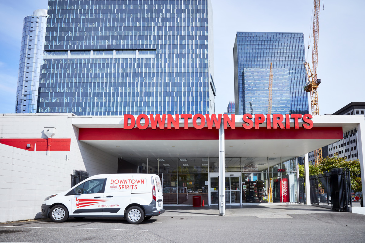 Downtown Spirits (exterior pictured) has been witness to many changes since its doors opened in 2012. The South Lake Union neighborhood that used to be populated by old warehouses, motels, and parking lots is now home to office spaces and high-end condominiums.