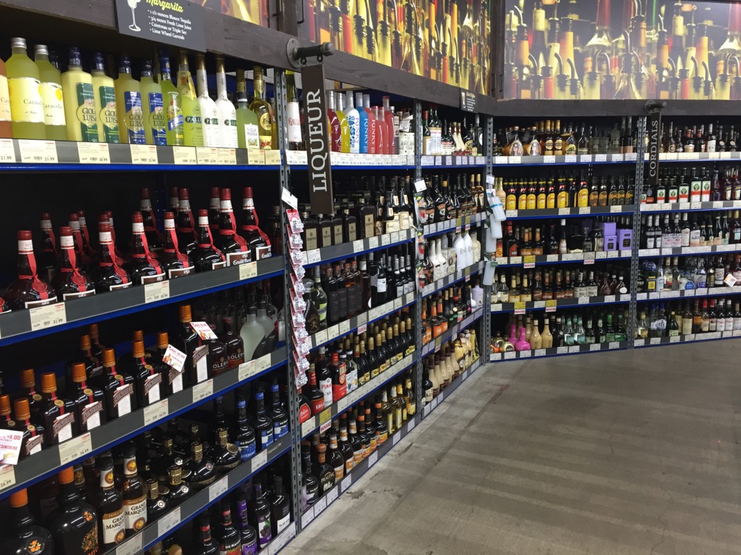 At BevMo (Walnut Creek liqueur section pictured), big-name liqueur offerings continue to lead the charge.