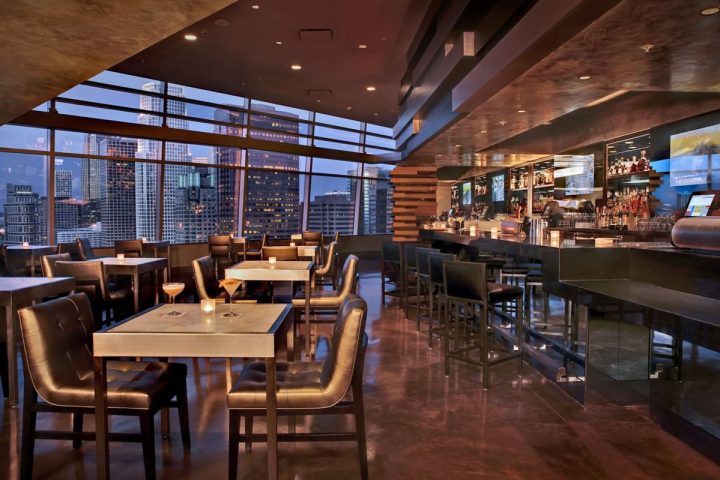 At the Ritz Carlton’s WP24 by Wolfgang Puck venue (interior pictured), beverage operations manager Courtney Hamblin mixes Green Chartreuse alongside Monkey 47 gin in the Green Envy Martini.