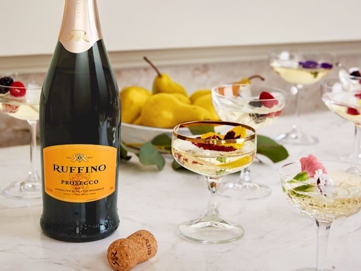 Prosecco’s price and style have made the sparkling wine a favorite in the cocktail sphere (Ruffino cocktails pictured) and as aperitifs.