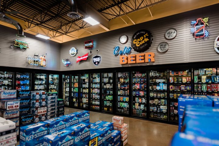 Cap n’ Cork stocks 4,700 beer SKUs, and the category makes up 40% of its sales. The store’s beer department (beer coolers pictured) comprises craft brands and mainstream names.