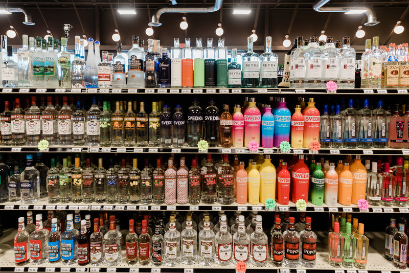 Cap n' Cork's ability to expand to new location is limited, so the company is looking to widen the footprint of its existing stores, sometimes doubling their size. The Maysville Point unit (vodka shelves pictured) was recently expanded from 3,500 square feet to 6,800 square feet. 