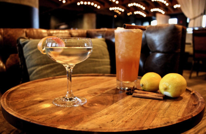 At Geraldine’s in Austin, Texas, most custom cocktails are for drinkers who want less alcohol and sugar. Recent off-menu offerings include a St. George Botanivore gin-based Martini (pictured left) and a drink made with house-made apple shrub (right).