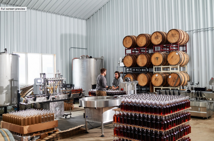 While BMD’s overall volume remains limited at 5,000 cases, its gin and whiskey expressions are growing considerably (bottling room pictured). In coming years, Weld is keen to release more aged whiskies to the public.