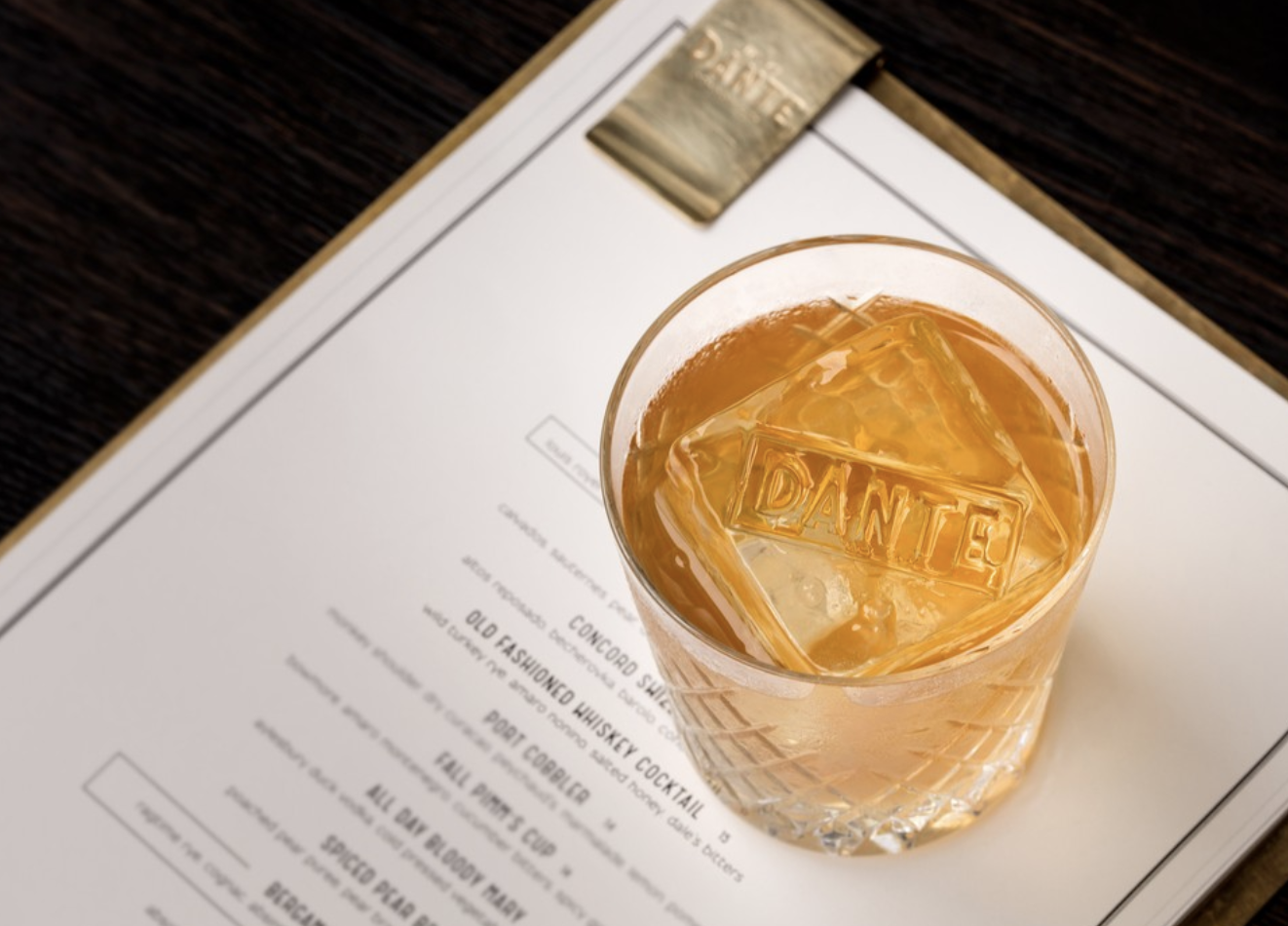 The Old Fashioned (pictured) from New York City's Dante features Wild Turkey 101 rye, Nonino amaro, honey syrup, Dale DeGroff’s Pimento Aromatic bitters, and a dash of saline.