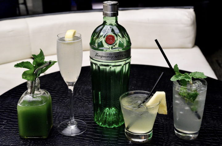 With a couple of exceptions, the leading gin brands have been flat or declining. Diageo-owned Tanqueray (bottle and cocktails pictured), which accounts for 15% of the category, remained flat in 2019.