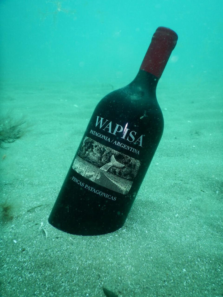 In Patagonia, winemaker Patricia Ortiz is experimenting with underwater aging through her Wapisa label (bottle pictured).