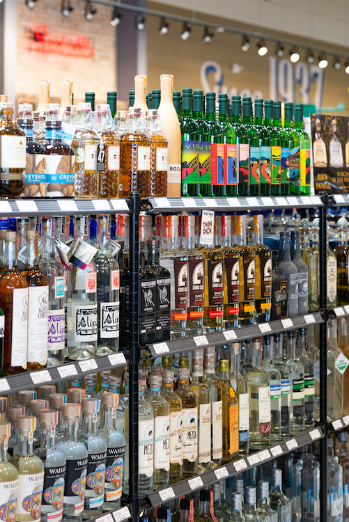 In Texas, Twin Liquors (mezcal shelves opposite page) carries 12 mezcal SKUs on average at its stores, with Pernod Ricard's Del Maguey making the most noise in the category.