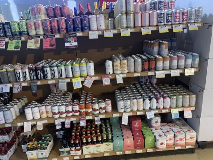 At Wilbur's Total Beverage (canned wine shelves pictured) in Fort Collins, Colorado, canned wine sales more than doubled last year.